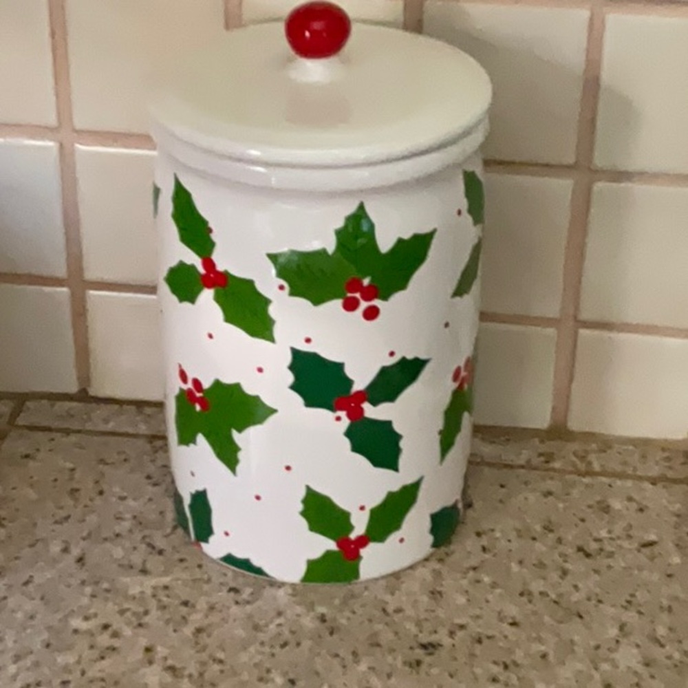 MARTHA STEWART Holly Cookie Jar Canister